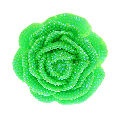 Green Large Glitter Flower Stretch Ring