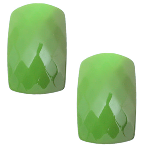 Green Large Faceted Post Earrings