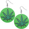 Green Large Marijuana Leaf Wooden Earrings