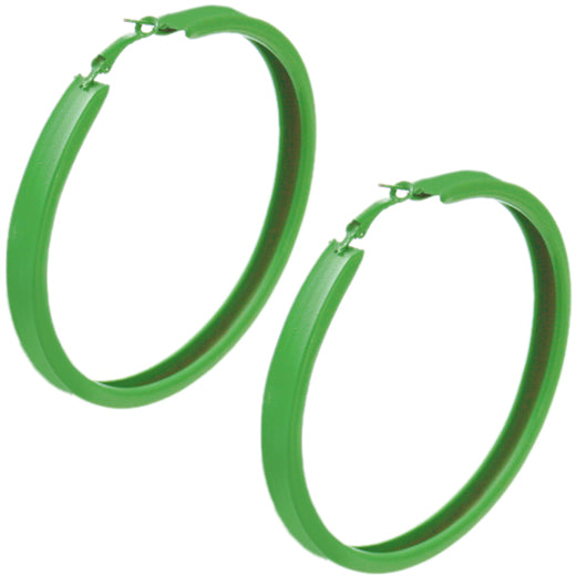 Green Large Metal Hoop Earrings