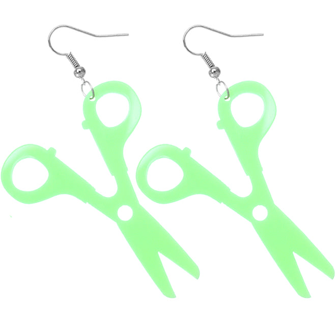 Green magical scissor earrings