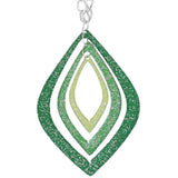 Green Layered Glitter Teadrop Charm Necklace Set