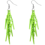 Green Lightning Thunderbolt Dangle Earrings