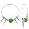 Green Mesh Spike Bead Hoop Earrings