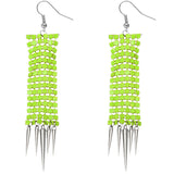 Green Mesh Spike Dangle Earrings