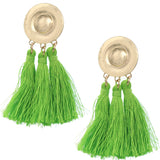 Green Metal Tassel Dangle Earrings