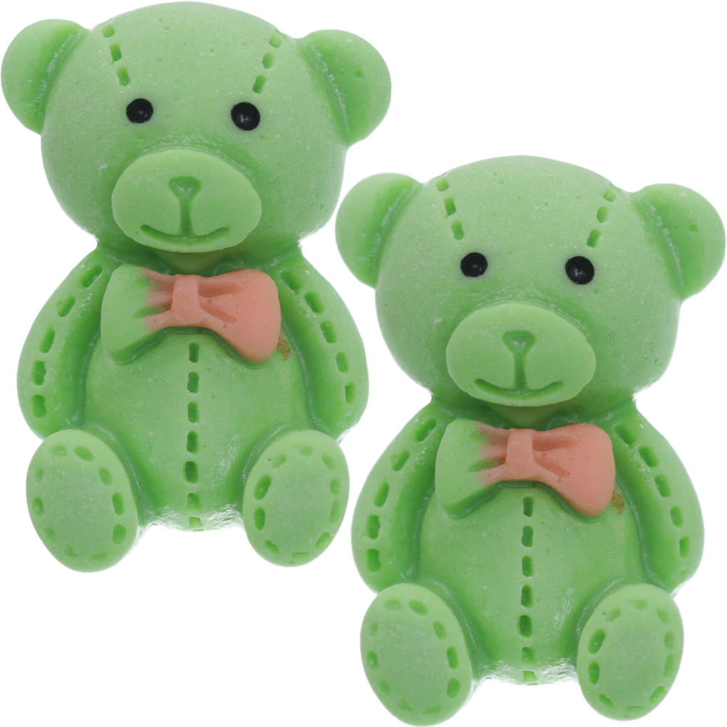 Green Bow Tie Mini Teddy Bear Earrings