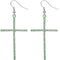 Green Studded Mini Rhinestone Cross Earrings