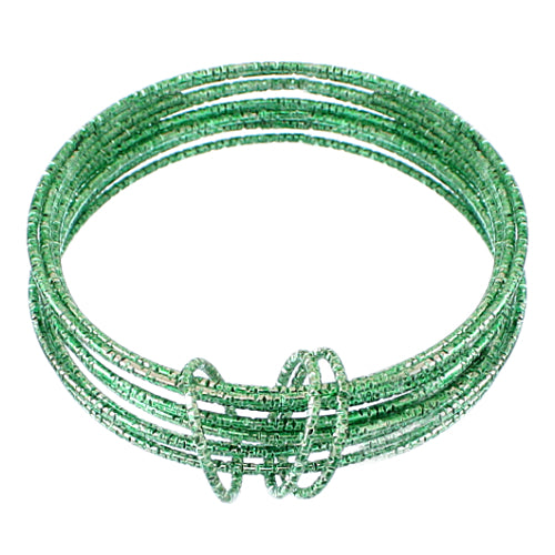 Green Thin Multi Line Bangle Bracelets