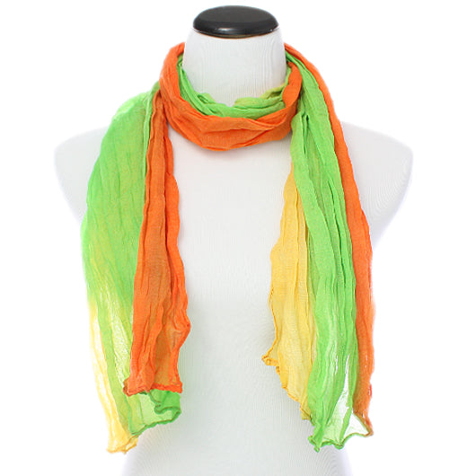 Green Multicolor Lightweight Crinkle Wrap Scarf