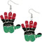 Black Multicolor Rasta High Five Hand Wooden Earrings