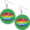 Green Multicolor Big Lip Wooden Earrings