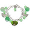 Green Murano Glass Heart Charm Chain Link Bracelet