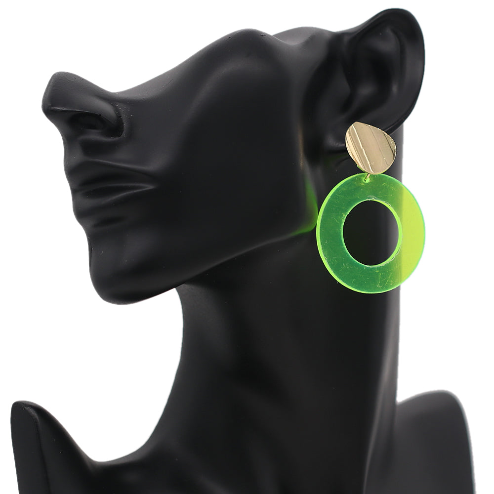 Neon Green Translucent Resin Earrings