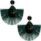 Green Oval Fan Tassel Earrings