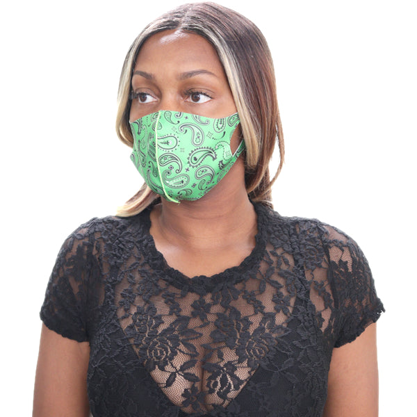 Green Paisley Face Mask