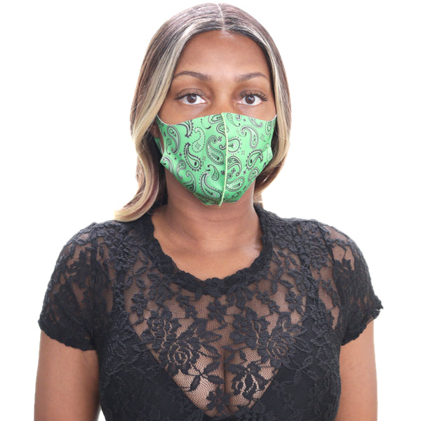 Green Paisley Face Mask