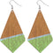 Green Wooden Geometric Pentagon Dangle Earrings