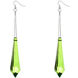 Green Pointy Faux Crystal Drop Chain Earrings