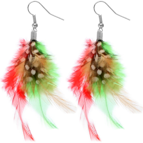 Green Feather Earrings