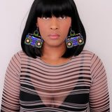 Blue Green Hiphop Radio Boombox Earrings