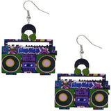 Blue Green Hiphop Radio Boombox Earrings