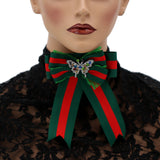 Green Red Colorful Necktie Butterfly Bow Brooch