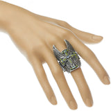 Green Double Wing Cross Stretch Ring