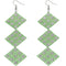 Green Rhinestone Long Mesh Flat Earrings