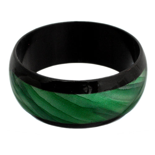 Green Two Tone Glossy Bangle Bracelet