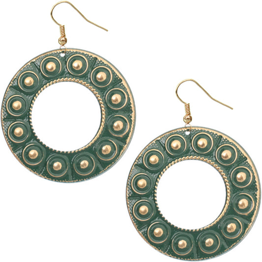 Green Big Metal Earrings