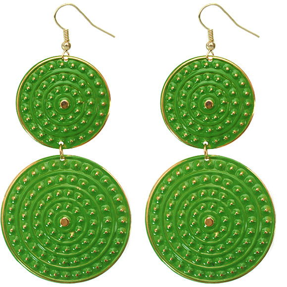 Green Disk Earrings