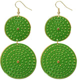 Green Disk Earrings