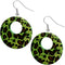 Green Round Wooden Cheetah Earrings
