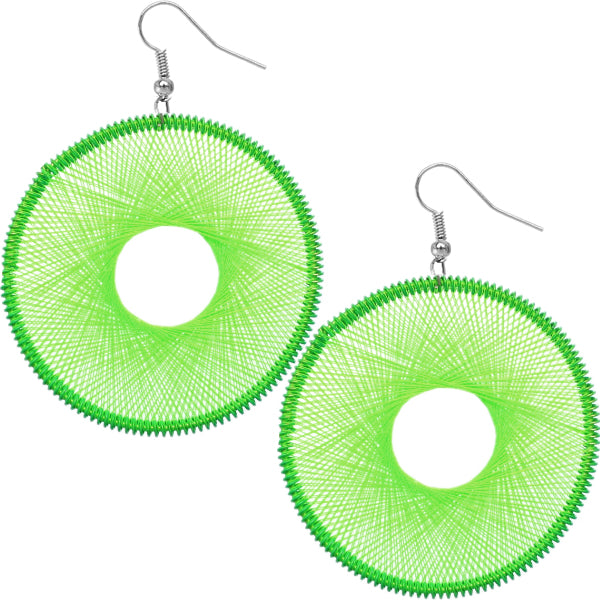 Green Round Woven Earrings