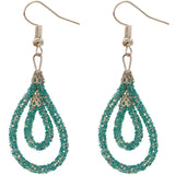 Green Sequin Confetti Double Teardrop Hoop Earrings