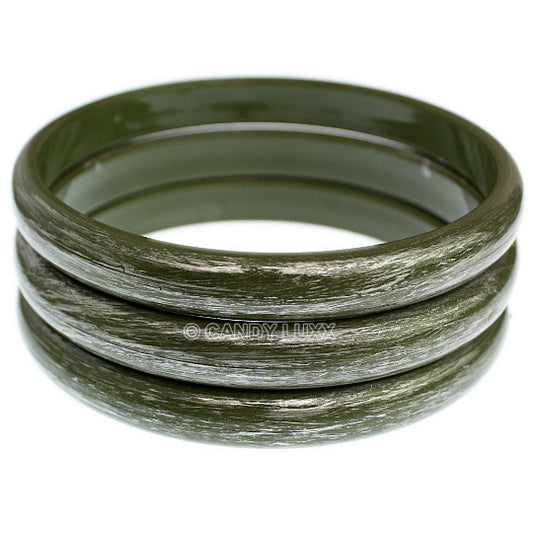 Green 3-Piece Brush Stacked Bracelets