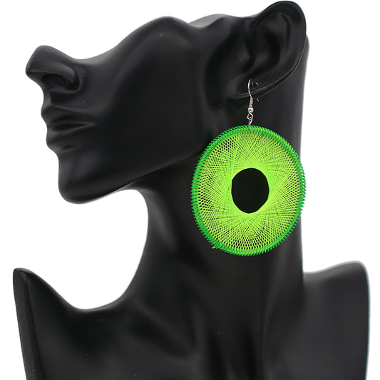 Green Woven Thread Earrings