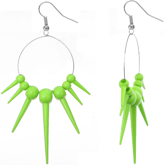 Green Gradual Spiked Hoop Earrings