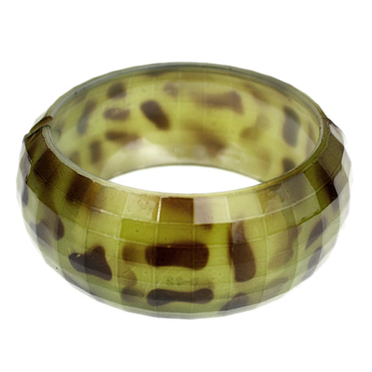 Green Spotted Cheetah Hinged Bracelet