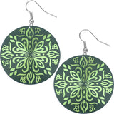 Green Thin Stencil Design Earrings