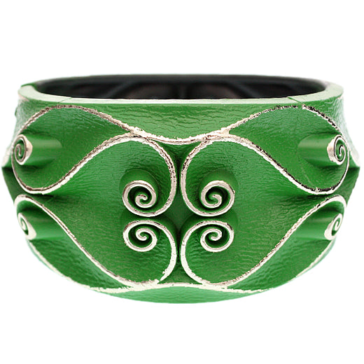 Green Swirl Textured Hinged Bracelet