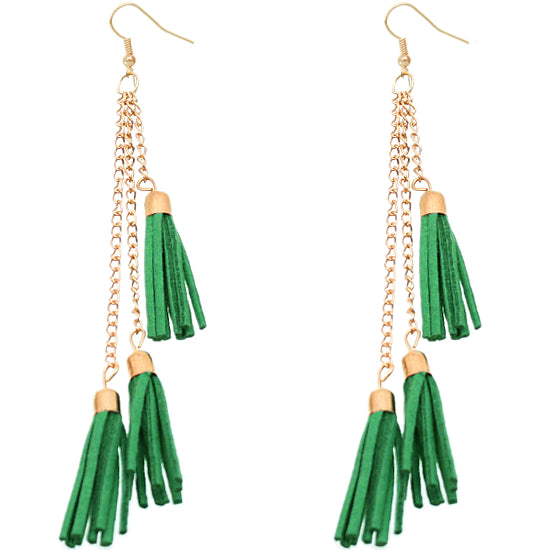 Green Tassel Earrings