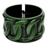 Green Textured Chain Design Hinged Bracelet