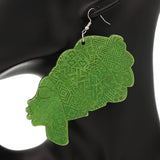 Green Large Turban Head Wrap Wooden Earrings