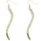 Green Two Tone Ombre Rhinestone Curve Dangle Earrings