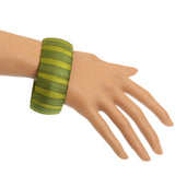 Green Two Tone Wrapped Bangle Bracelet
