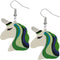 Green Unicorn Rainbow Hair Wooden Earrings