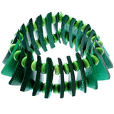 Green Wooden Geometric Triangle Stretch Bracelet