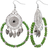 Green Wooden Beaded Dream Catcher Earrings